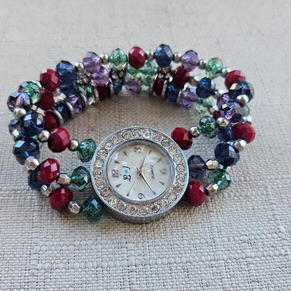 Holidays Season Theme Wristwatch Multi Color Beads Bracelet Analog Quartz Watach - Picture 9 of 11